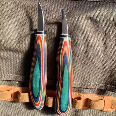 Colorful Wood Carving Detail Knives With Thumb Case+ Scabbard FC122