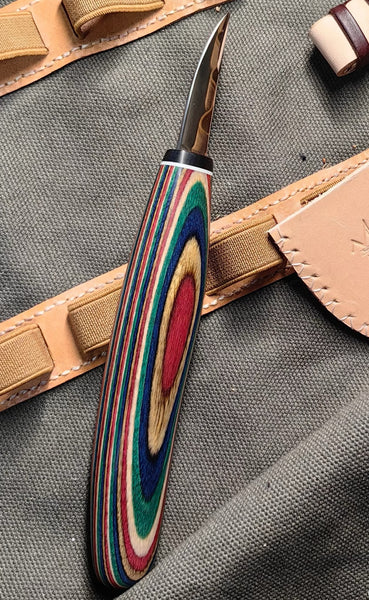 Colorful Wood Carving Detail Knives With Thumb Case+ Scabbard FC122