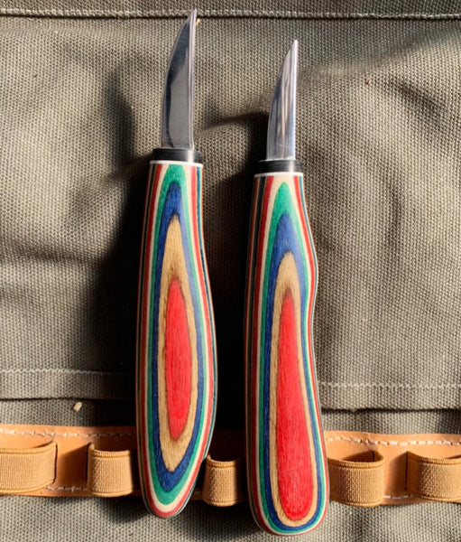 Colorful Wood Carving Detail Knives With Thumb Case+ Scabbard FC122