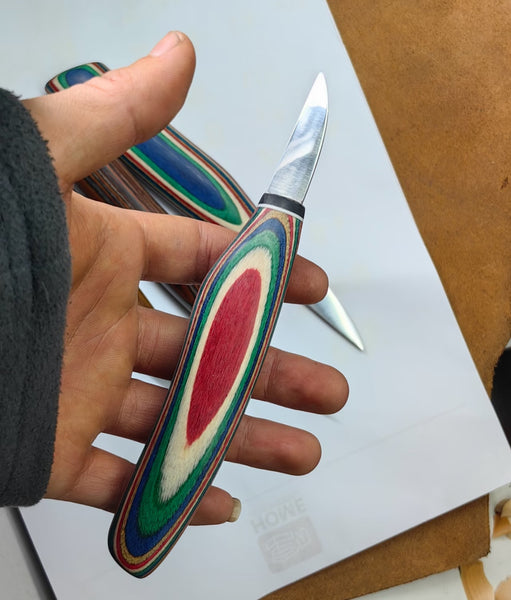 Colorful Wood Carving Detail Knives With Thumb Case+ Scabbard FC122