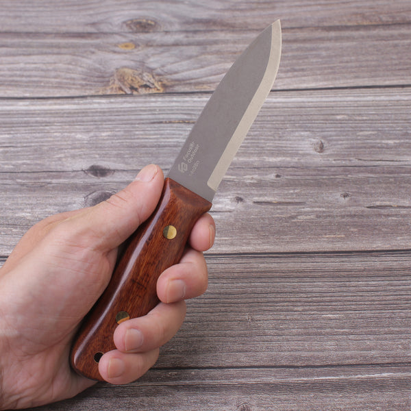 FC134 Wood Handle 14C28n Steel Bushcraft Knife With Leather Sheath