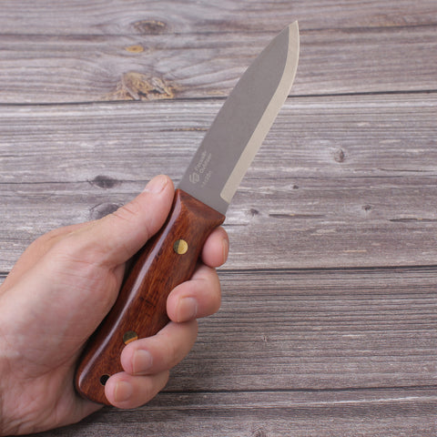 FC134 Wood Handle 14C28n Steel Bushcraft Knife With Leather Sheath