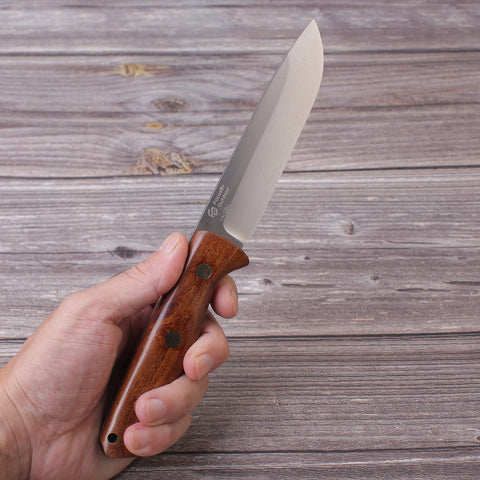 FC135 Bushcraft Knife (Wood Handle + 14C28n Steel Blade +Leather Sheath)
