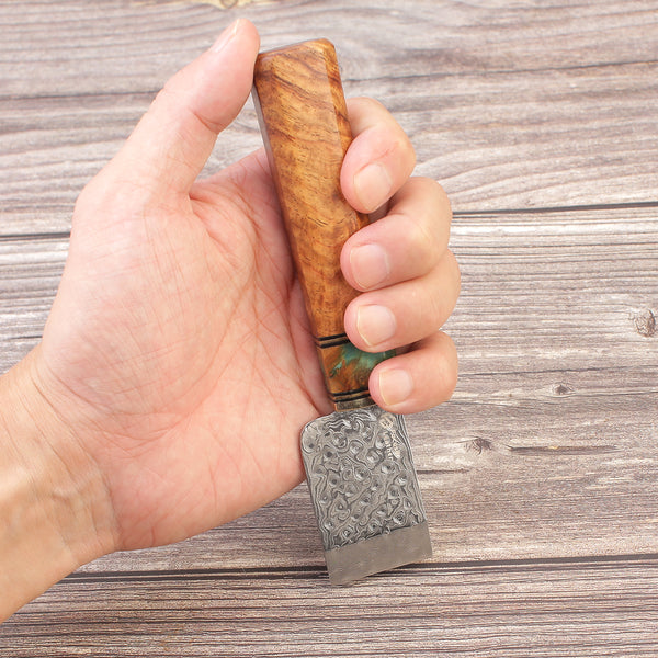 Focuser Damascus Steel Leather Skiving Knife FL201